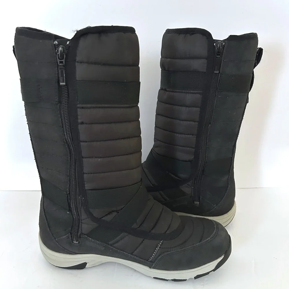 Merrell Approach Sport Tall Snow Boots Women 8 WP Black Insulated Zip Fleece